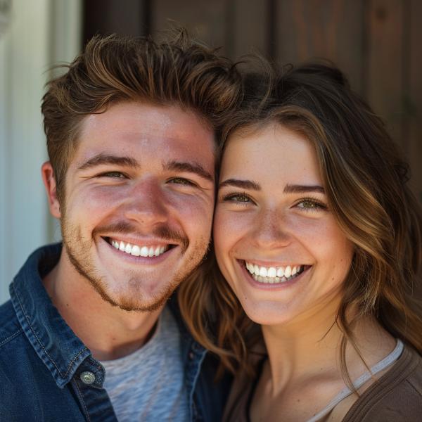 Couple smiling